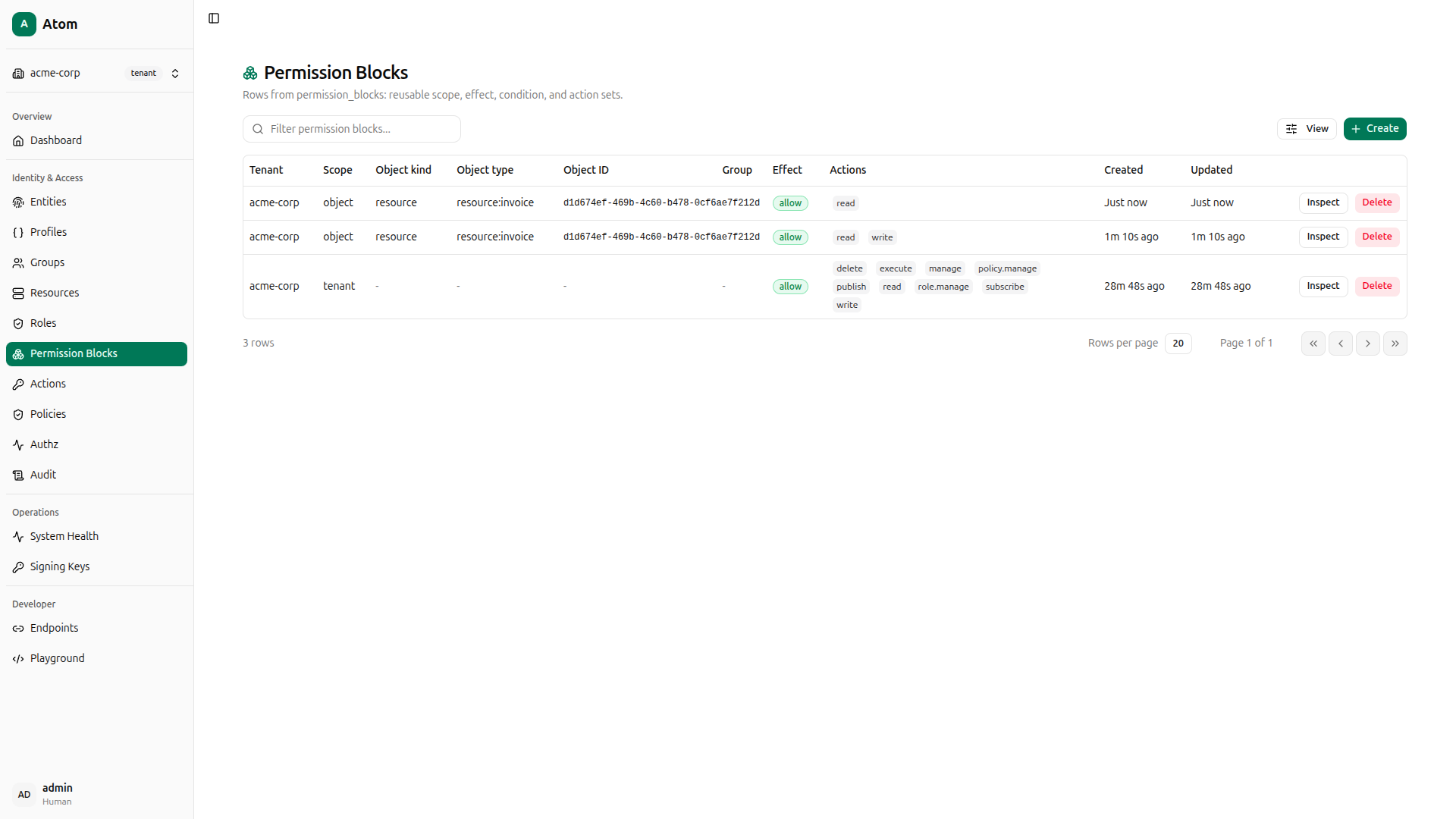 Atom Permission Blocks