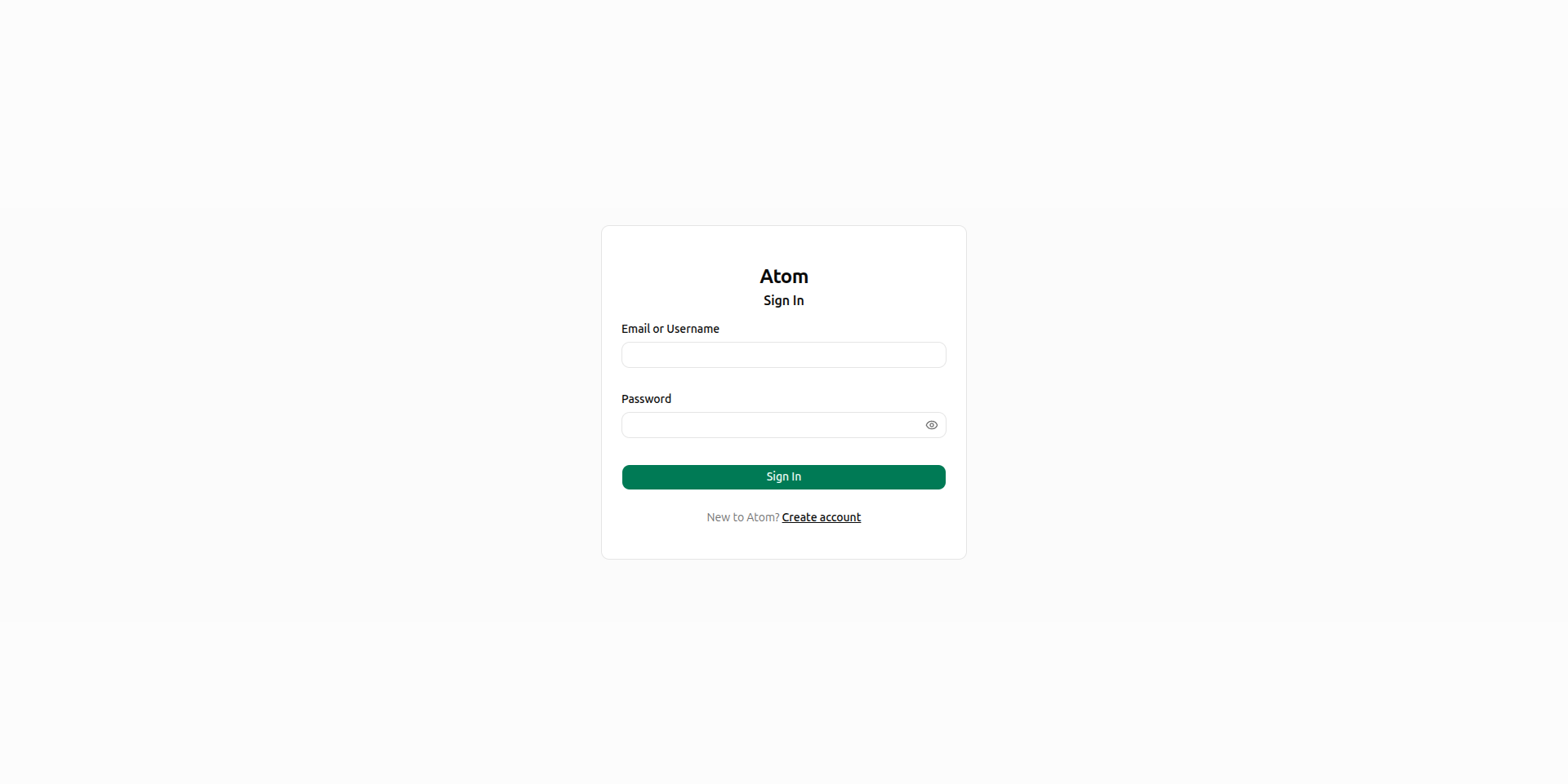Login page
