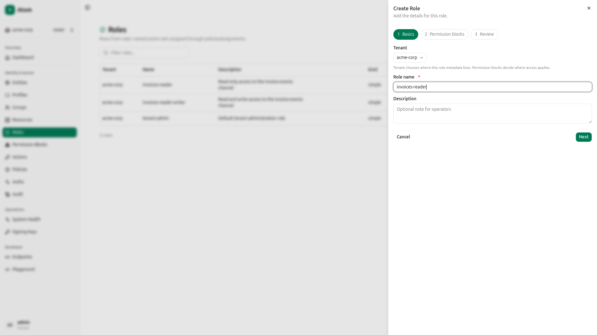 Role - step 1, basics (invoices-reader)