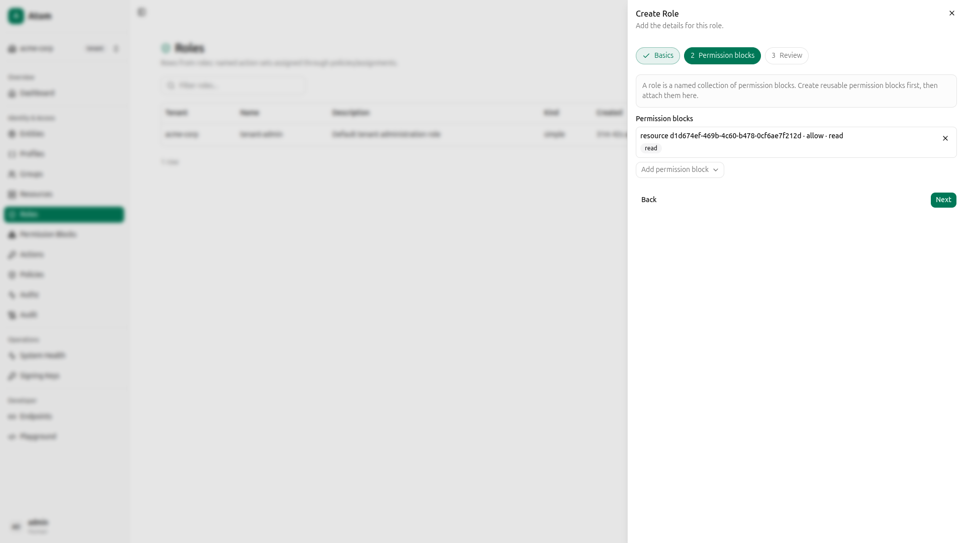 Role - step 2, attach read-only block